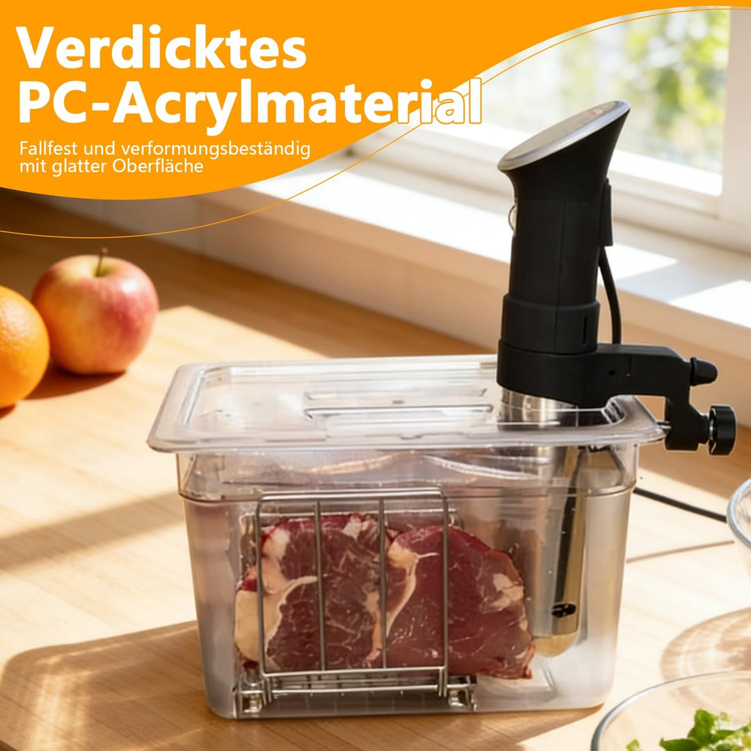 Sous Vide Behälter 12L, Sous Vide Container mit Deckel und Rack ür Sous Vide Stick Garer, Multifunkt