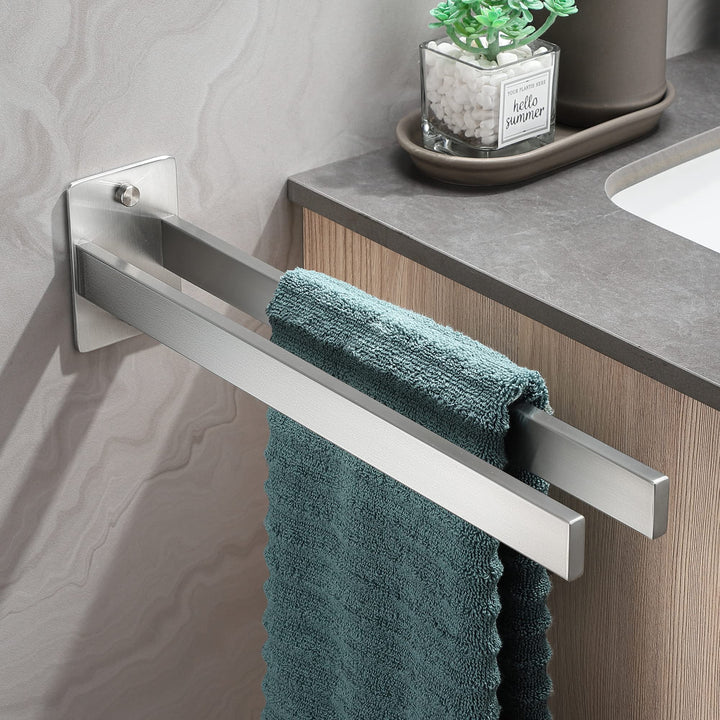 Dvocel Handtuchhalter Bohren Eckig Handtuchstange Doppelt 304 Edelstahl Silber Handtuchalterung Zwei