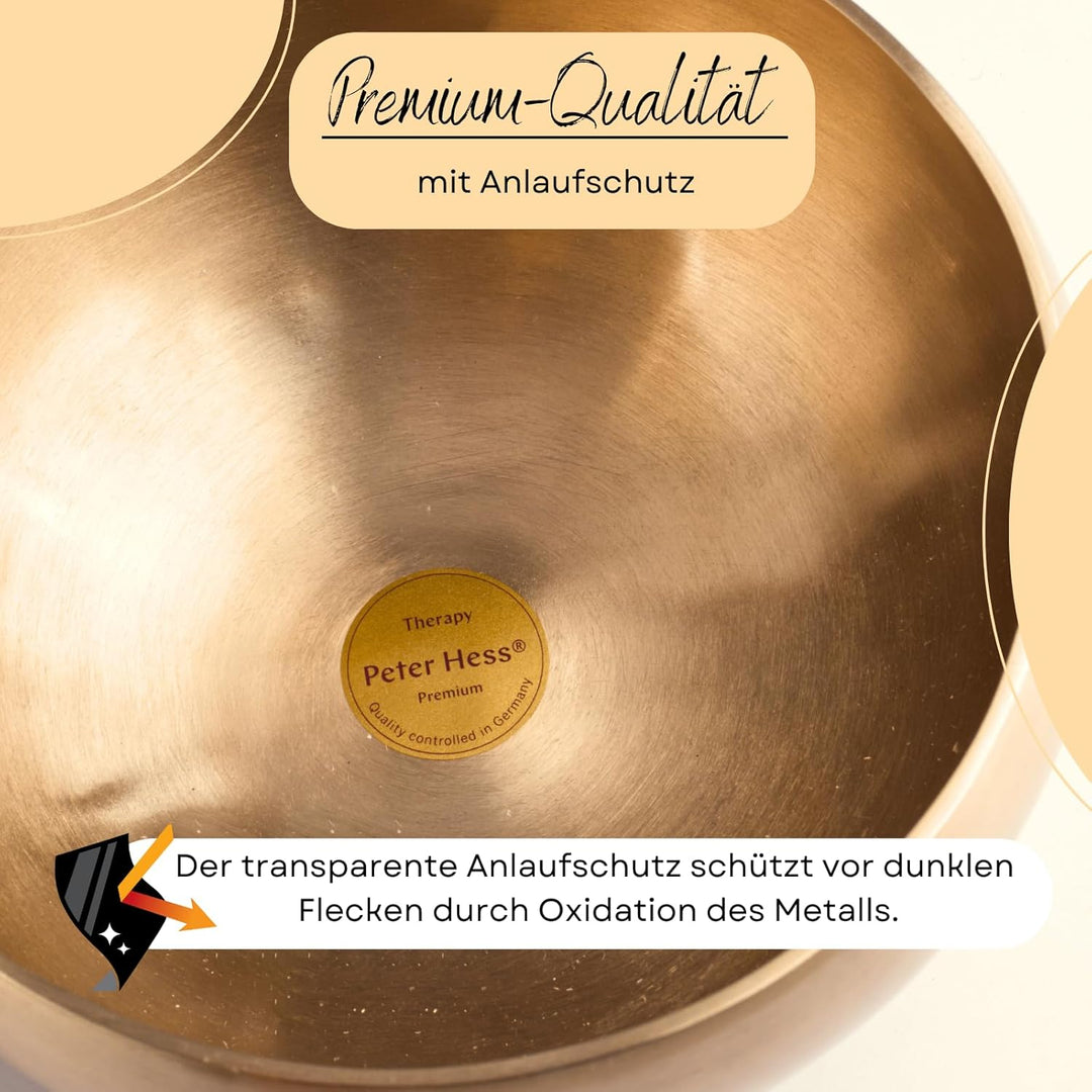 Peter Hess Therapieklangschale Kleine Herzschale (16 cm, 600 g) mit Filzschlägel und Filzuntersetzer