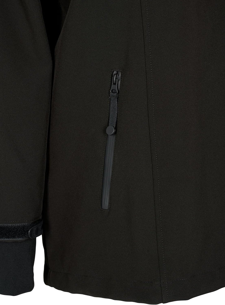 Zizzi Damen Grosse Grössen Softshell Jacke Kurz Kapuze Gr 58-60 Schwarz, 58-60 Schwarz