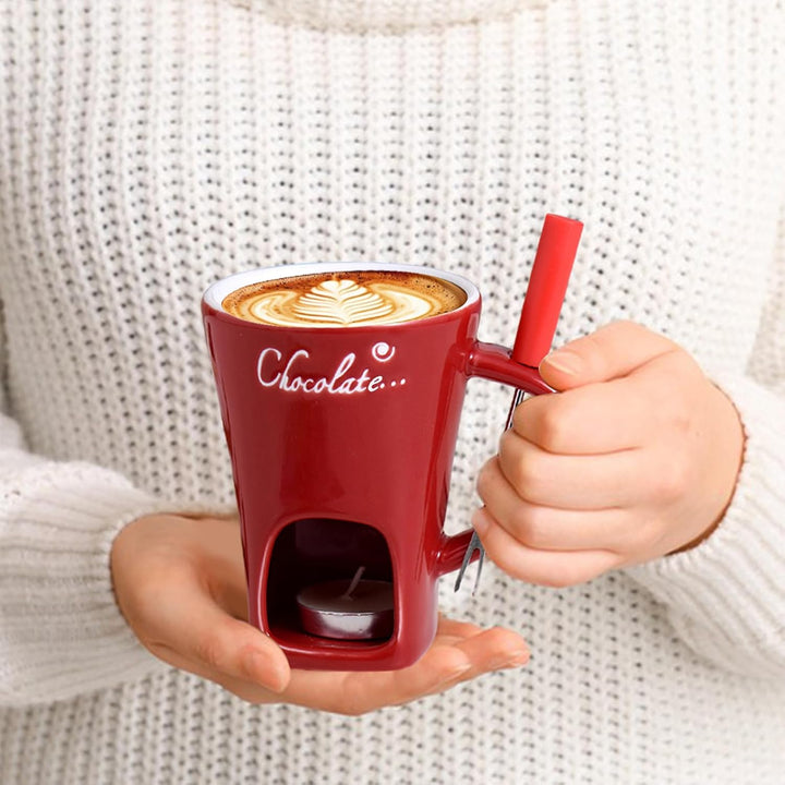 Schokoladenfondue-Set | 200ml Keramik Schokoladenfondue Tasse | Mehrzweck Chocolate Fondue Set Mit G