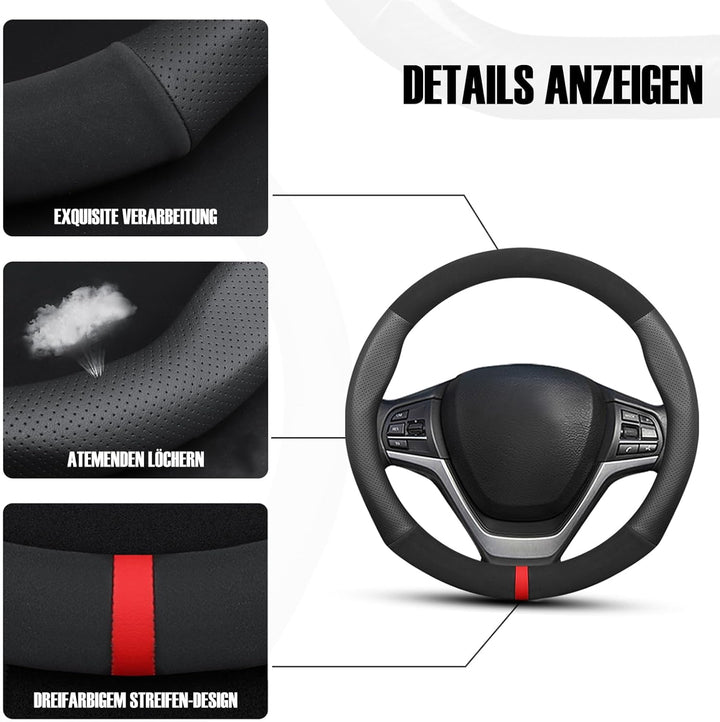 Ergocar Auto Lenkradbezug Rutschfester Auto Sport Lenkradschutz Mikrofaser Leder & PU Leder für Durc