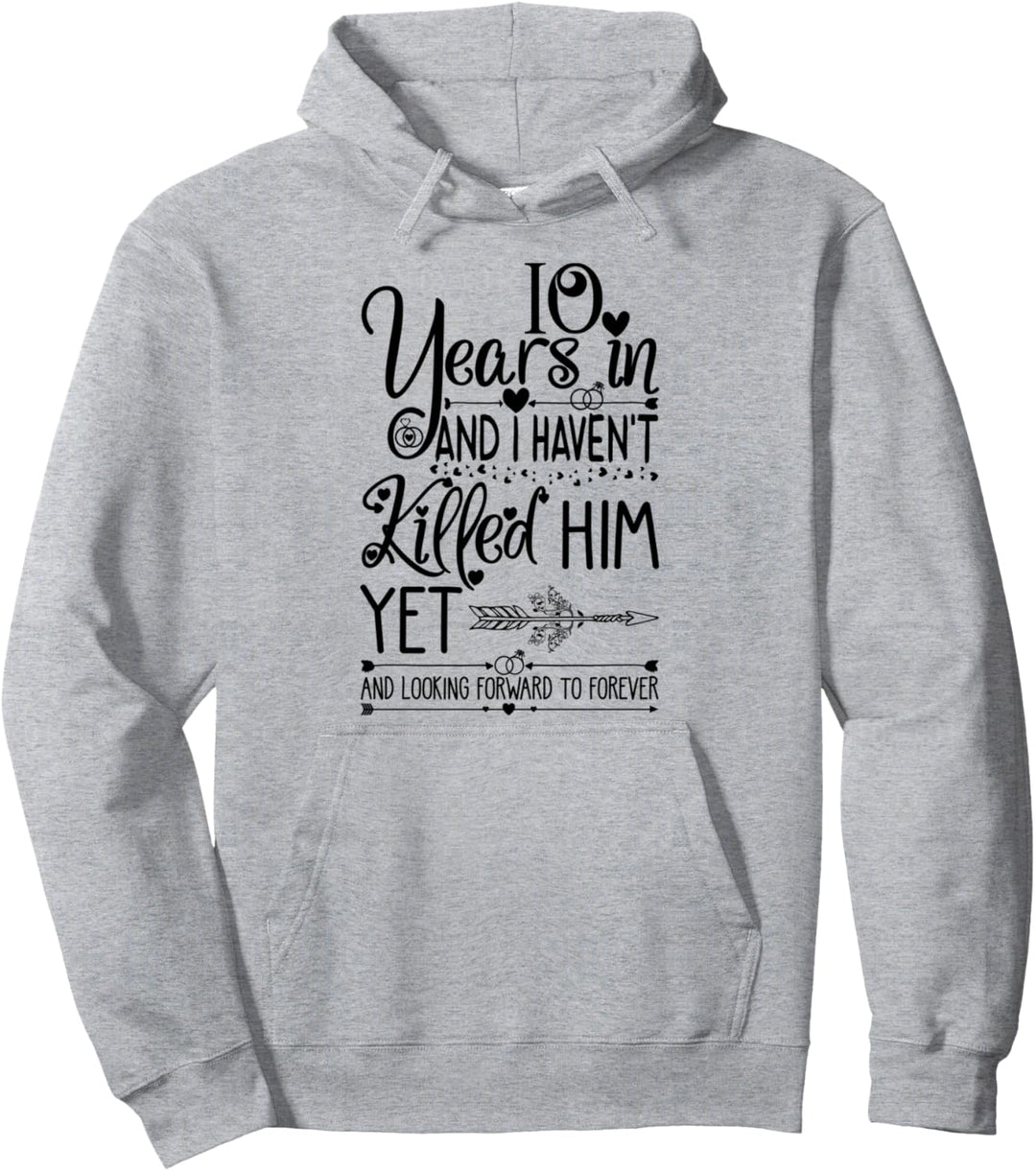 10th Wedding Anniversary for Her & Wife 10 Years of Marriage Pullover Hoodie