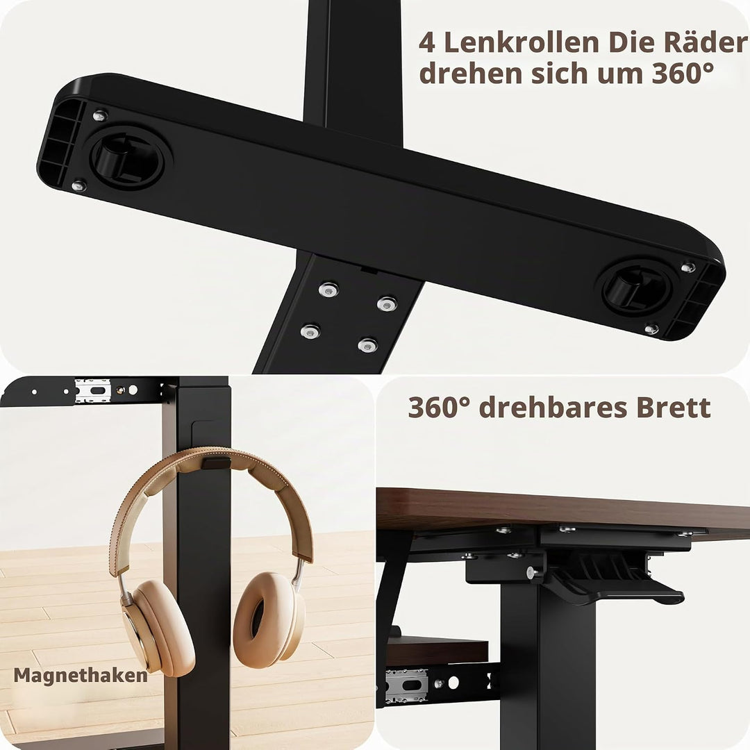 Fydeamer 68 × 50cm Beistelltisch mit Tastaturablage, Sofa-Seite mit Rollen Höhenverstellba Computert