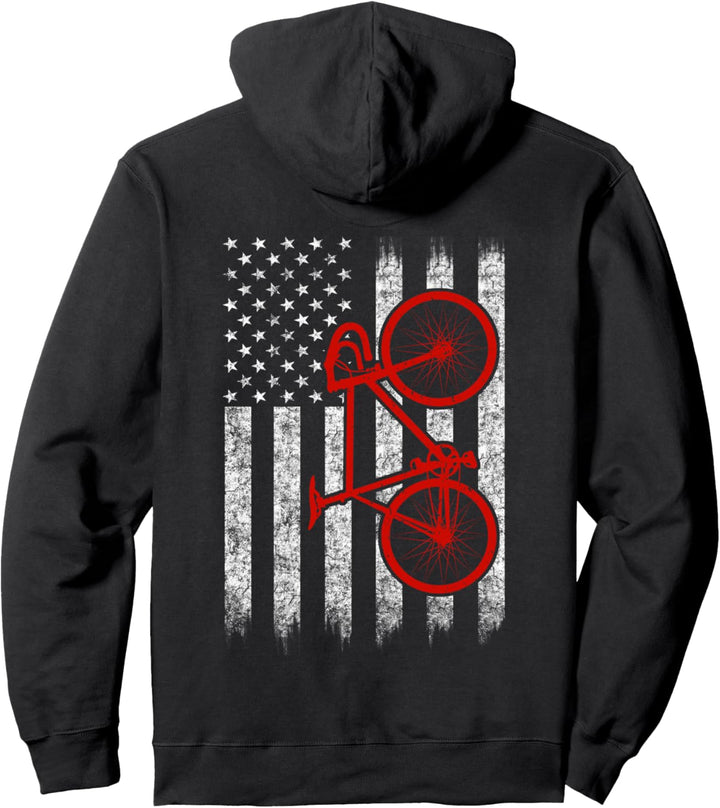 American Flag Silhouette Design Bicycle Pullover Hoodie