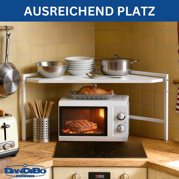 DanDiBo Mikrowellenregal Eckregal Küche Stehend Arbeitsplatte 72x72 cm Weiss 2 Stufig 96689 Mikrowel