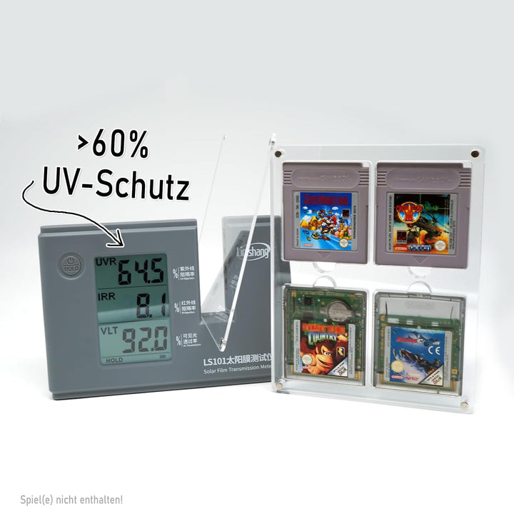RetroRetter 1x Acryl Case 4-Fach für GameBoy Classic & Color Spiele Module - UV Schutz Protector Sch