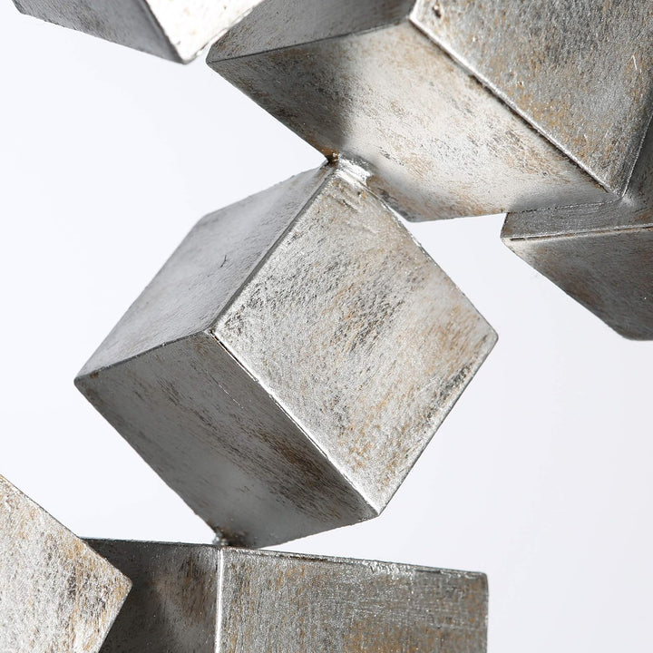 Casablanca Skulptur -aus Metall - Silber-Antik-Finish -schwarzer Sockel H 56 cm