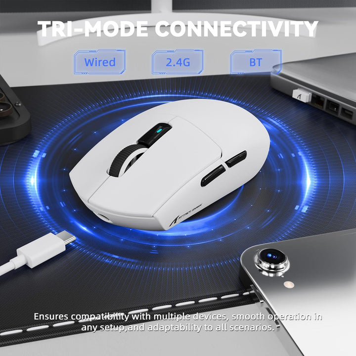 MAMBASNAKE x Attack Shark G3PRO Gaming-Maus mit Magnetischer Ladestation, BT/2.4G Wireless/Kabel, Pi