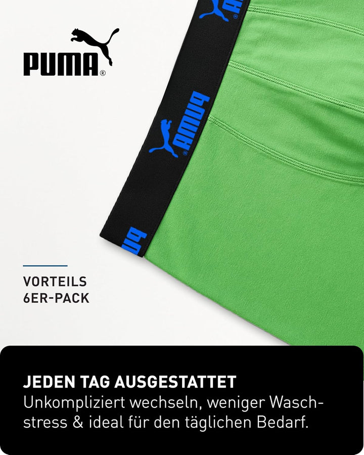 PUMA Boxershort 6er Pack Herren Basic Black Limited Edition Black-blue-lime-new M, Black-blue-lime-n