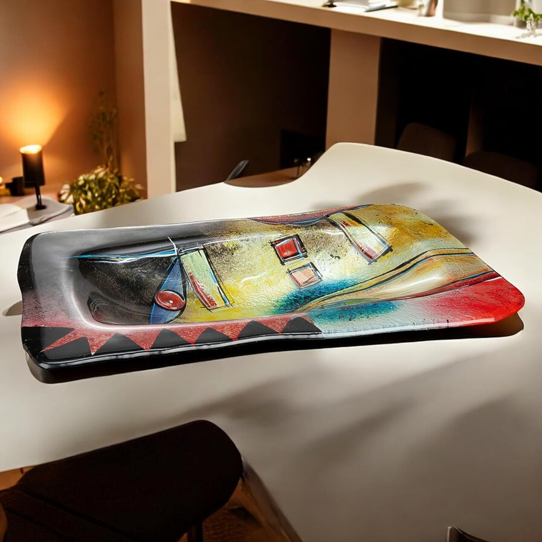 GILDE GLAS art Schale - Geschenke für Frauen - Deko Wohnzimmer 50 x 32 cm