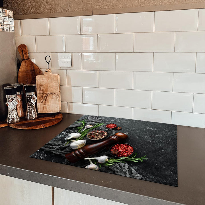KitchenYeah© Herdabdeckplatte 59x51 cm Einteilig Küche Herdabdeckung Induktionsfeld Ceranfeld Herdab
