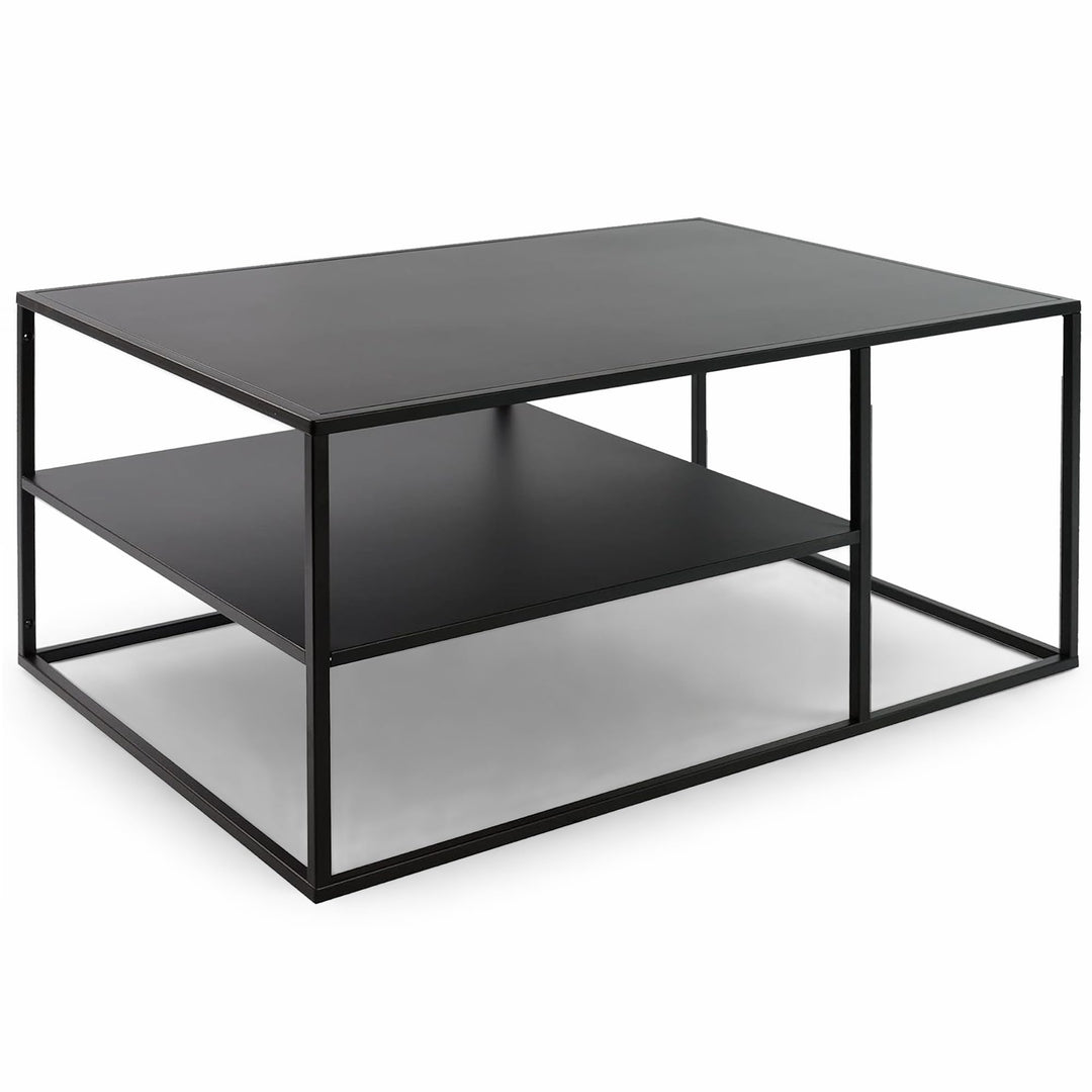 osoltus Cube Industrial Beistelltisch Couchtisch aus Metall schwarz 90x60x45 cm