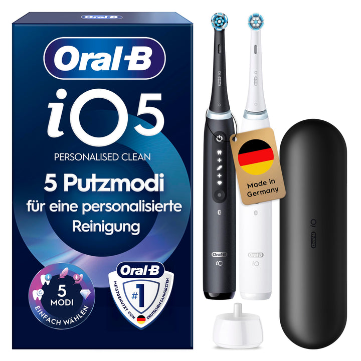 Oral-B iO Series 5 Elektrische Zahnbürste/Electric Toothbrush, Doppelpack, 2 Aufsteckbürsten, 5 Putz