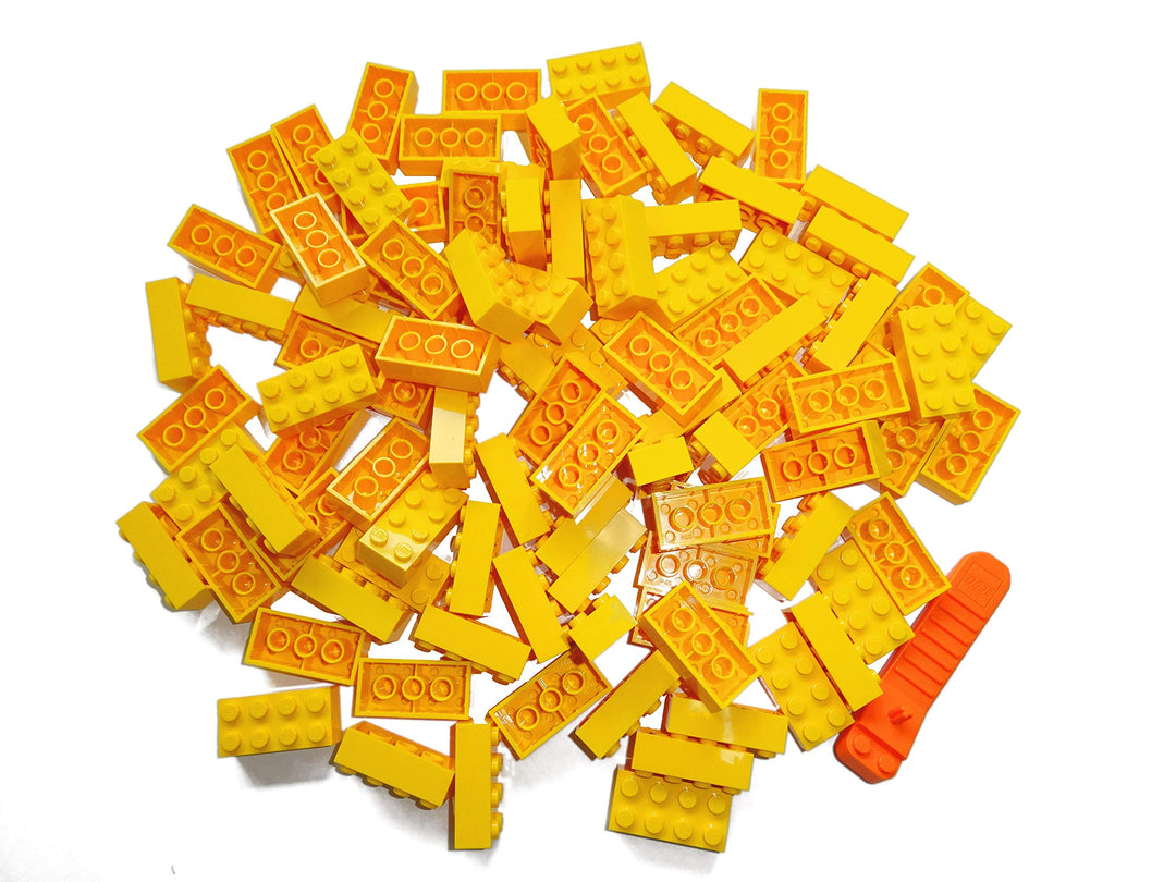 LEGO Classic. 100 Stück 2x4 Steine (3001) mit Steinetrenner (gelb)