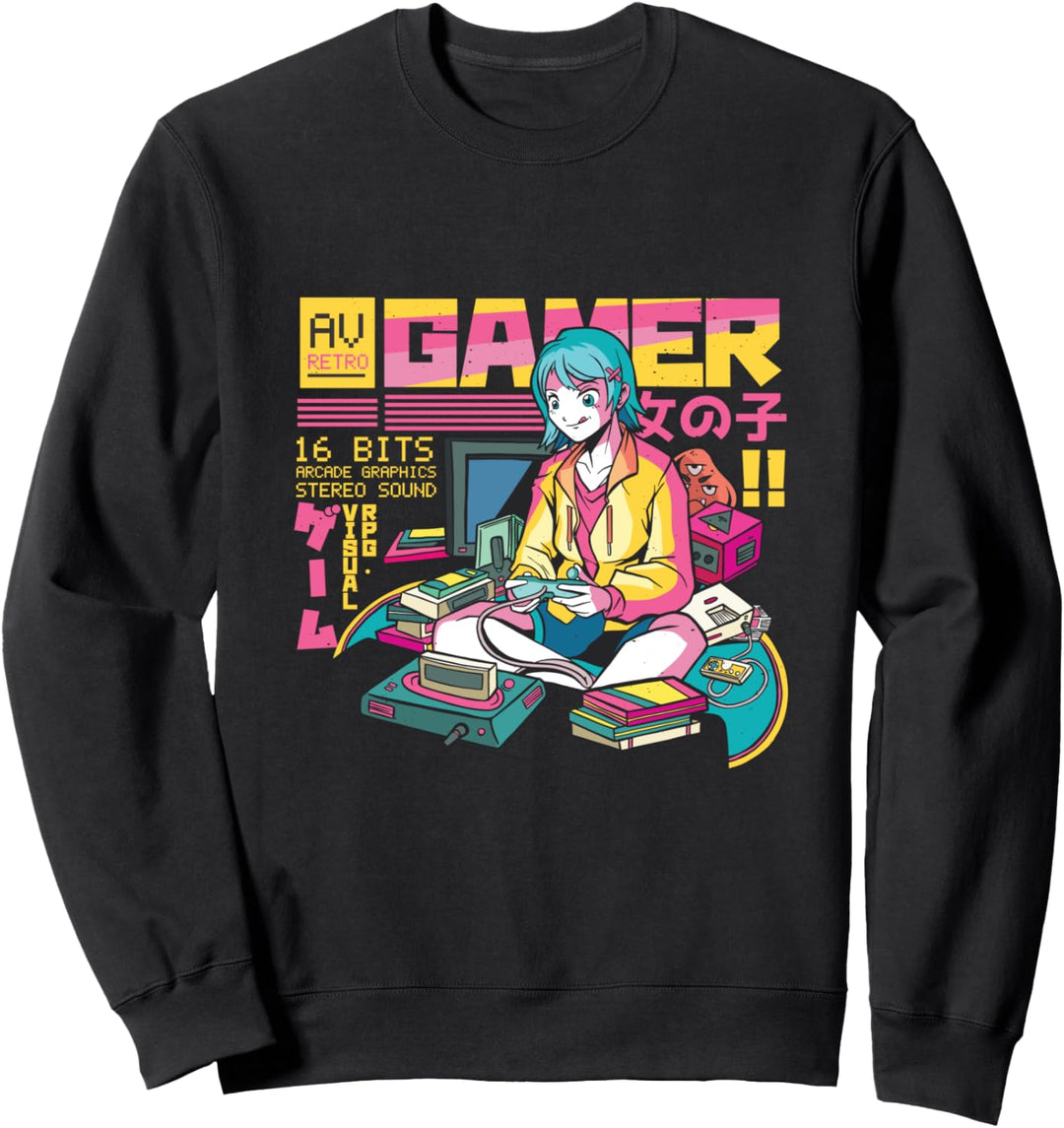 Retro Anime Gamer Girl Sweatshirt