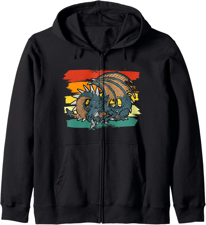 Retro Drache I Fire Dragon I Dragon Art I Kinder Drache Kapuzenjacke