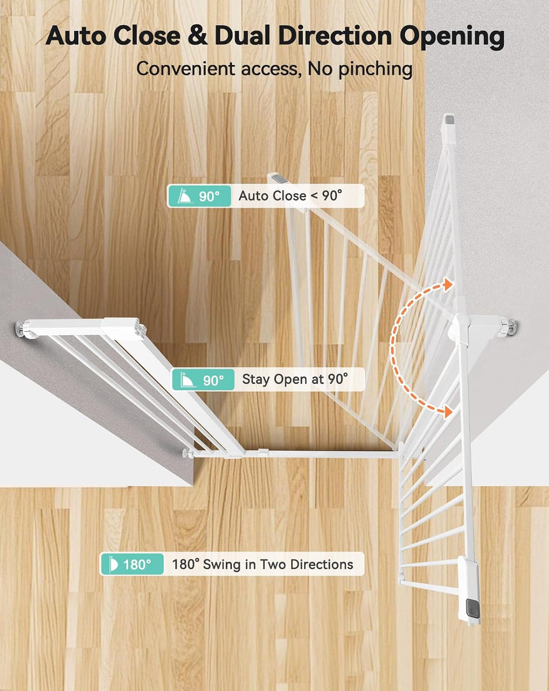 COMOMY 107 cm Extra Hoch Türschutzgitter, 75-103 cm Breit Treppenschutzgitter ohne Bohren, Türgitter