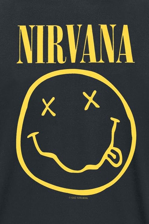 Nirvana Herren Smiley T-Shirt XL Schwarz, XL Schwarz