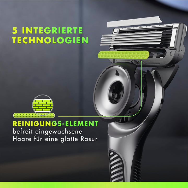 Gillette Labs Nassrasierer Herren, Rasierer mit Reinigungs-Element + 5 Rasierklingen, Valentinstag G