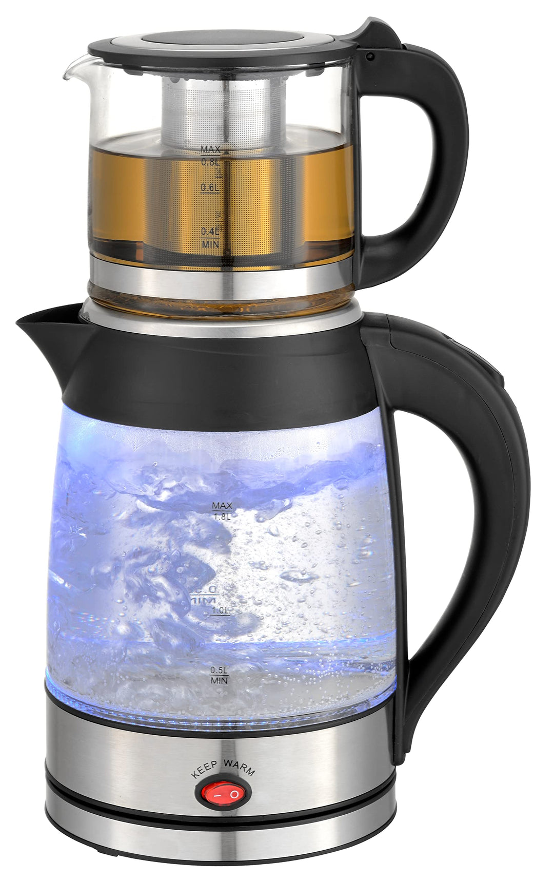 Teekocher | 100% BPA-Frei | Sicherheitsglas | Kalkfilter | 2200 Watt | Überhitzungsschutz | Tee | |