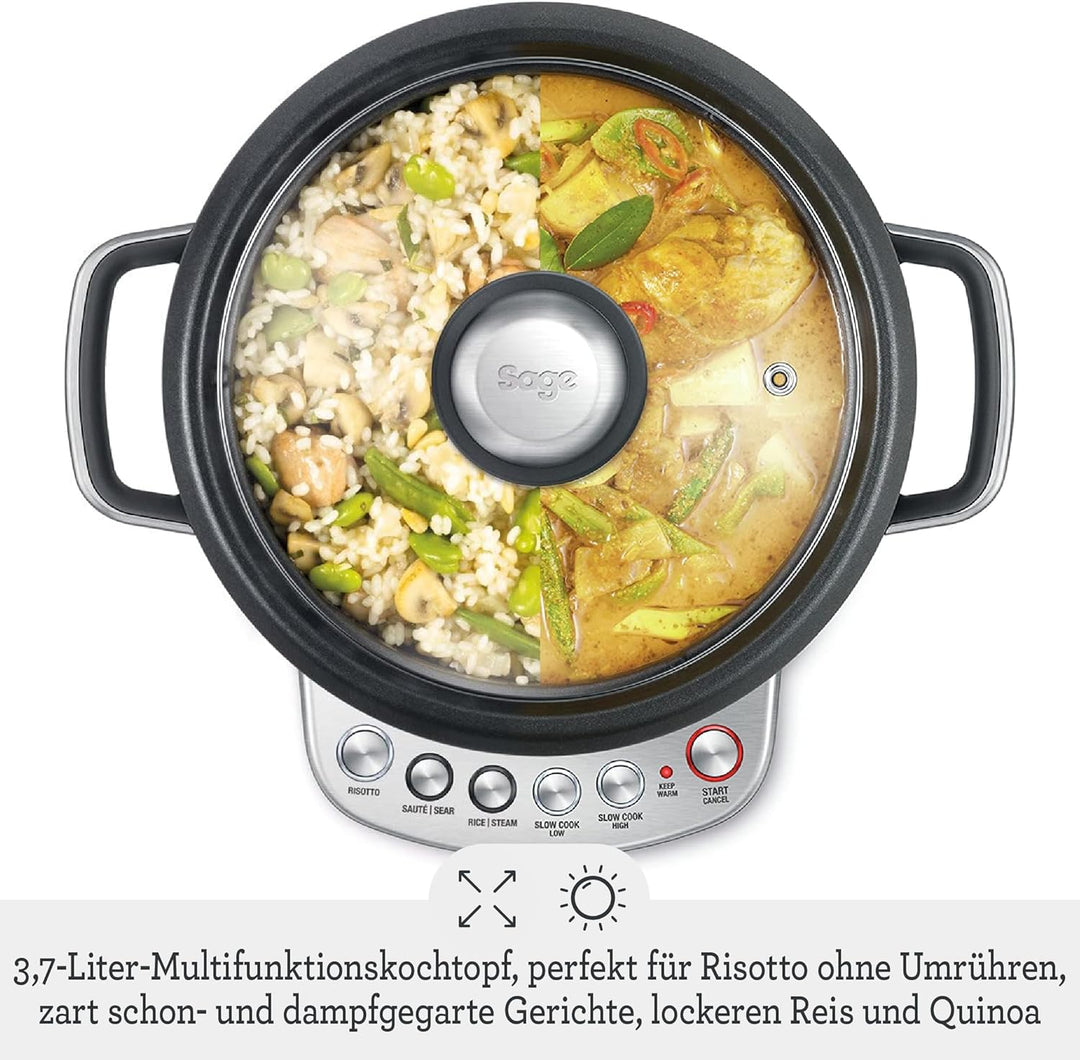 Sage - The Risotto Plus - Multikocher mit Rührfunktion für Risotto - 3,7 L Reiskocher, Dampfgarer, S