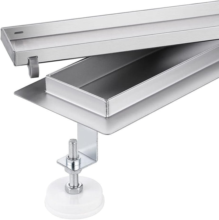 Duschrinne 40 cm Befliesbar Edelstahl komplettset Duschablauf Extra Flach Siphon mit Geruchsstop und