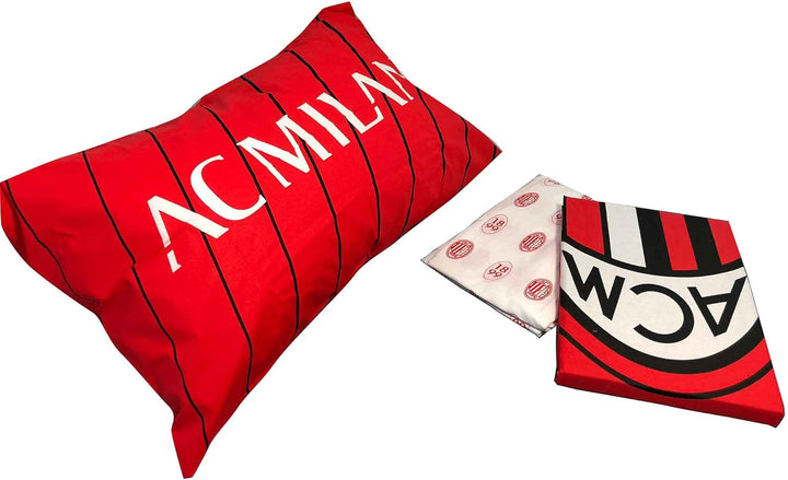 A.C. Milan hermet 1 halbes Bettlaken-Set, 100% Baumwolle, rot schwarz 1 Piazza E Mezza Rosso / Nero,