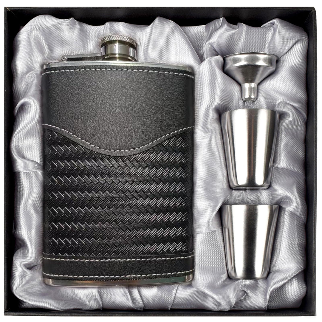 Flachmann-Set - 304 Edelstahl Mit Trichter, Schnapsgläser - Geschenk für Herren, Whiskey, Rum, Trauz