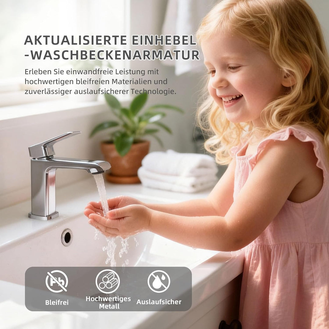 BELZ Wasserhahn Bad,Waschtischarmatur Einhandmischer Armatur Waschbecken mit Auslauf Höhe 86 MM,Wass