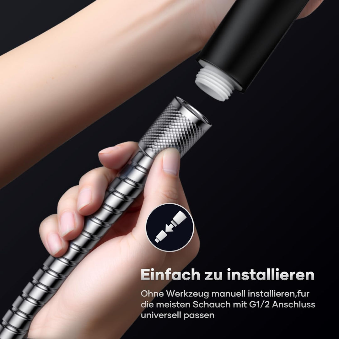 VOXON Duschkopf mit Schlauch 1.6 M, Handbrause Duschkopf Gross, Duschkopf Wassersparend Hochdruck, E