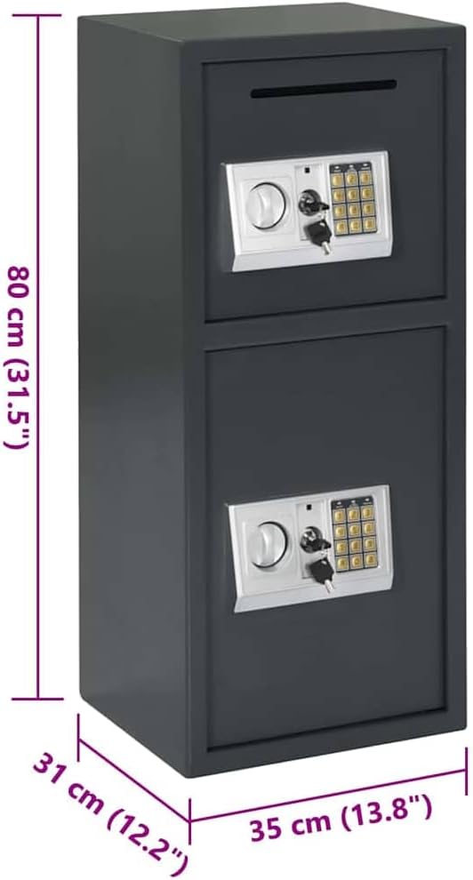 vidaXL Digitaler Safe mit Schloss Dunkelgrau 35 x 31 x 80 cm Stahl, Heimwerker Schreibtischsafe, mod