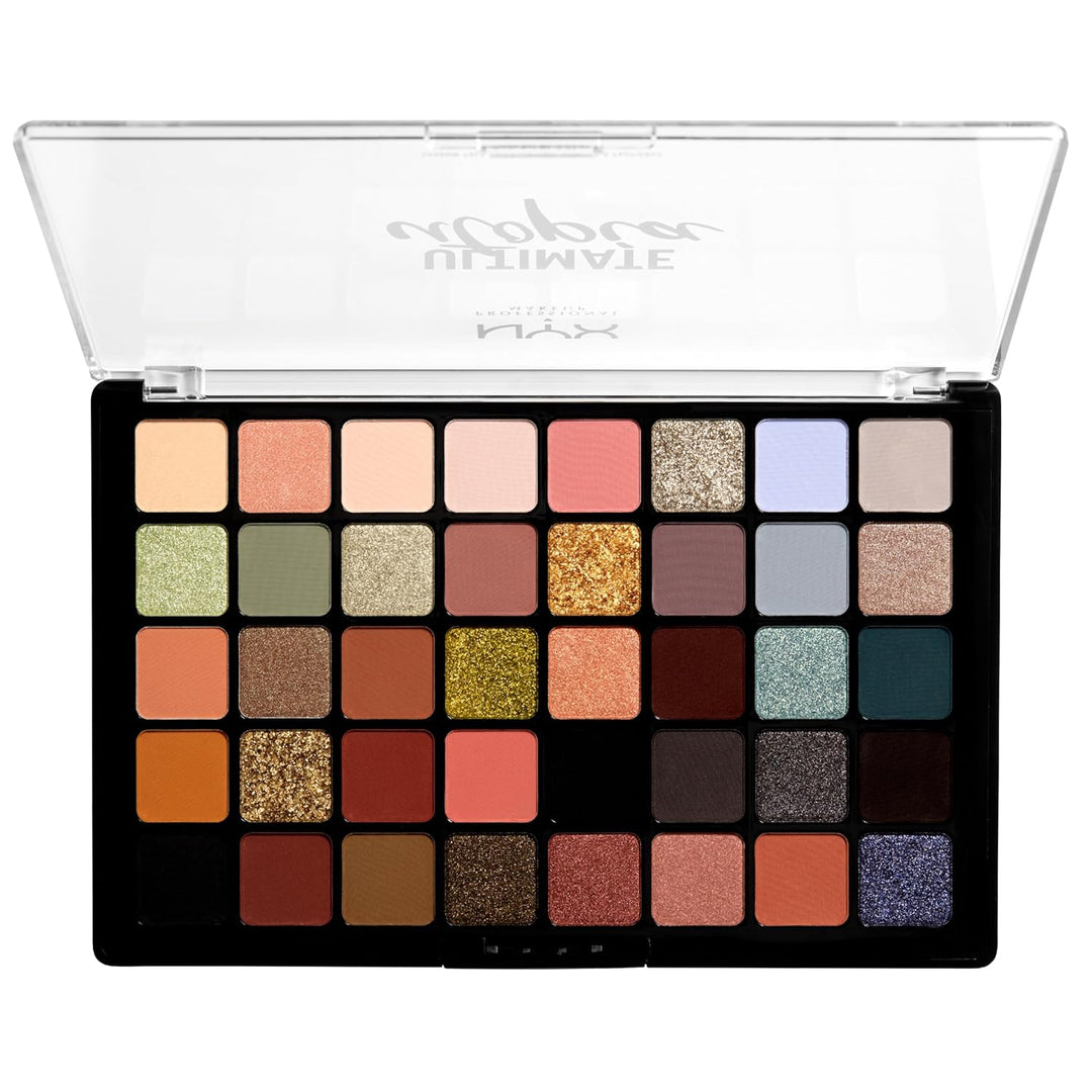 NYX Professional Makeup Lidschattenpalette, Ultimate Shadow Palette, Gepresster Puder Lidschatten, 4