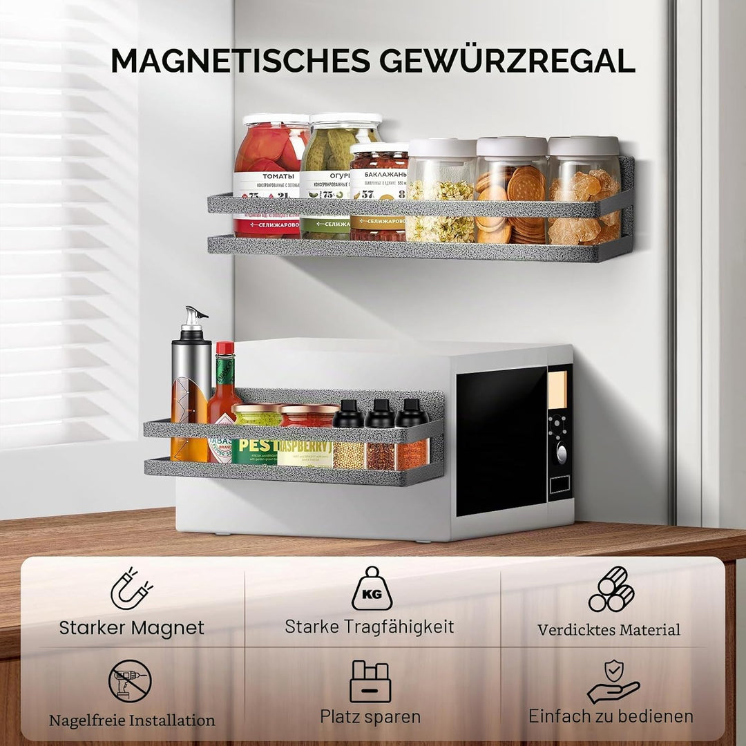Uten Magnetisches Gewürzregal, 2 Pack Magnetisches Regal Gewürzregal, Abnehmbares Magnetisches Kühls