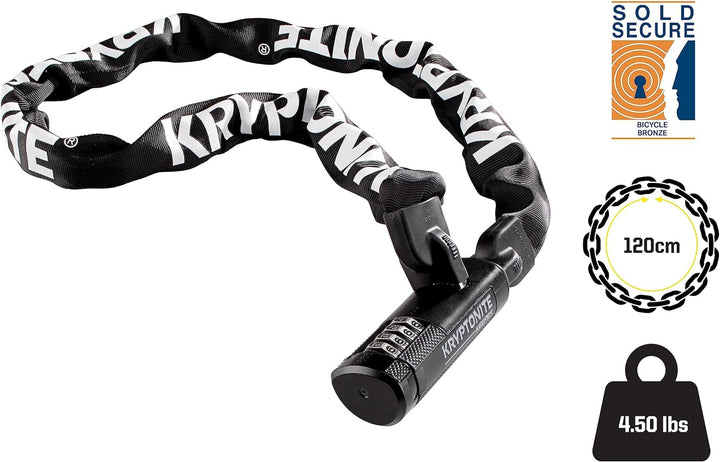 Kryptonite 3298 Uni Keeper 712 Combo I.C. (120cm) Fahrradschloss, Black, 120 cm