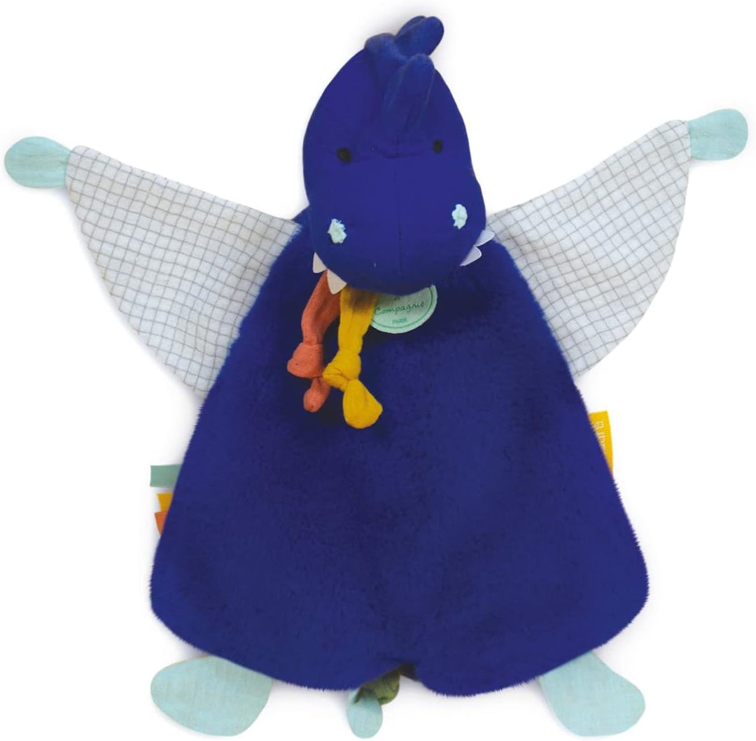 Doudou et Compagnie - Kuscheltier Dinosaurier – Kuscheltier flach – Blau – 25 cm – Les Calinosaures