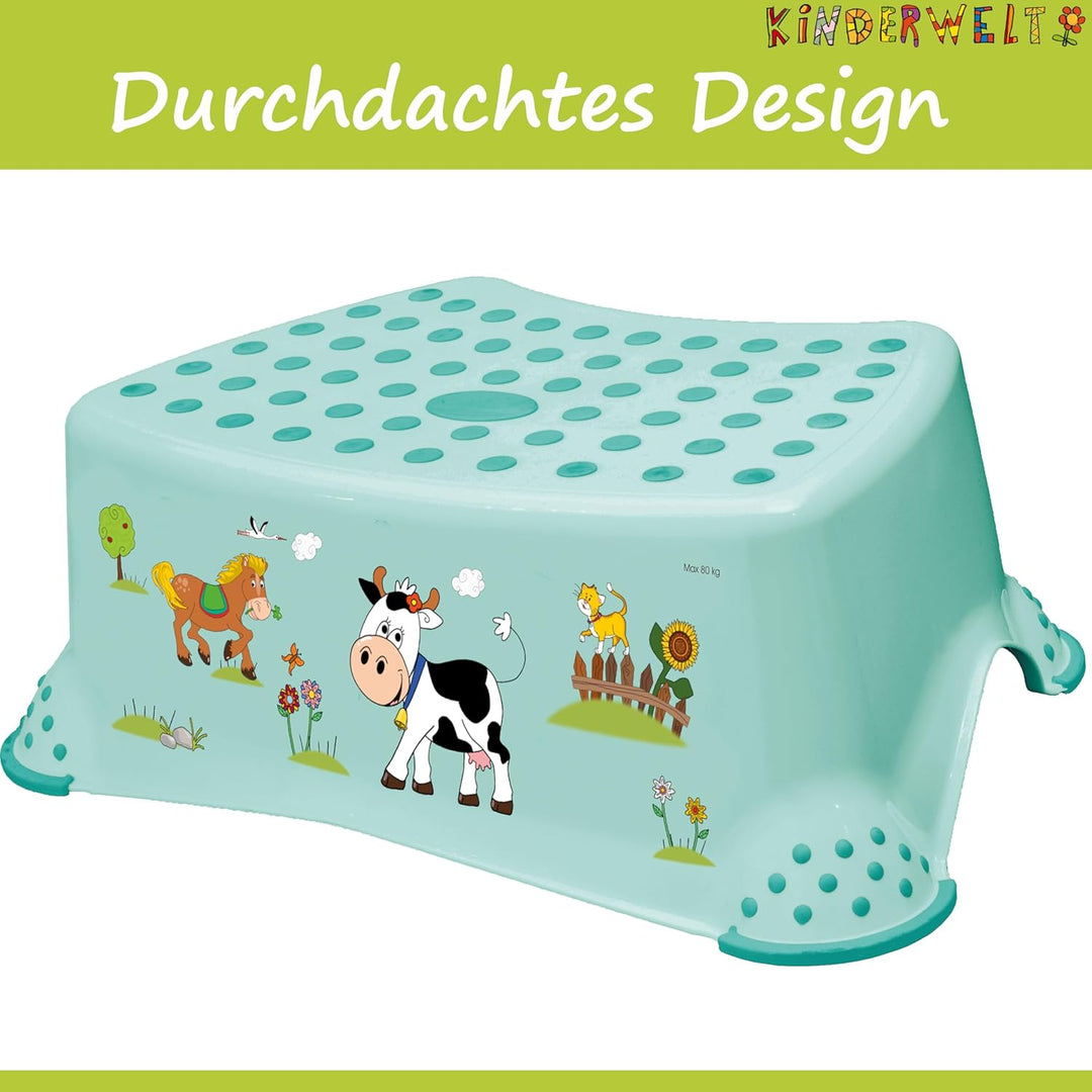 KiNDERWELT 3er Set Premium Toilettensitz, Hocker & stabiles Töpfchen für Babys und Kinder - Funny Fa