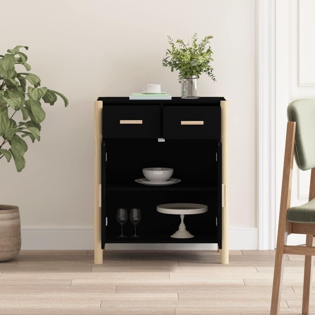 FIRBNUS Komodenschrank 62x38x75 cm mit Holzbeine und 2 Schubladen TV Schrank Highboard Aufbewahrungs