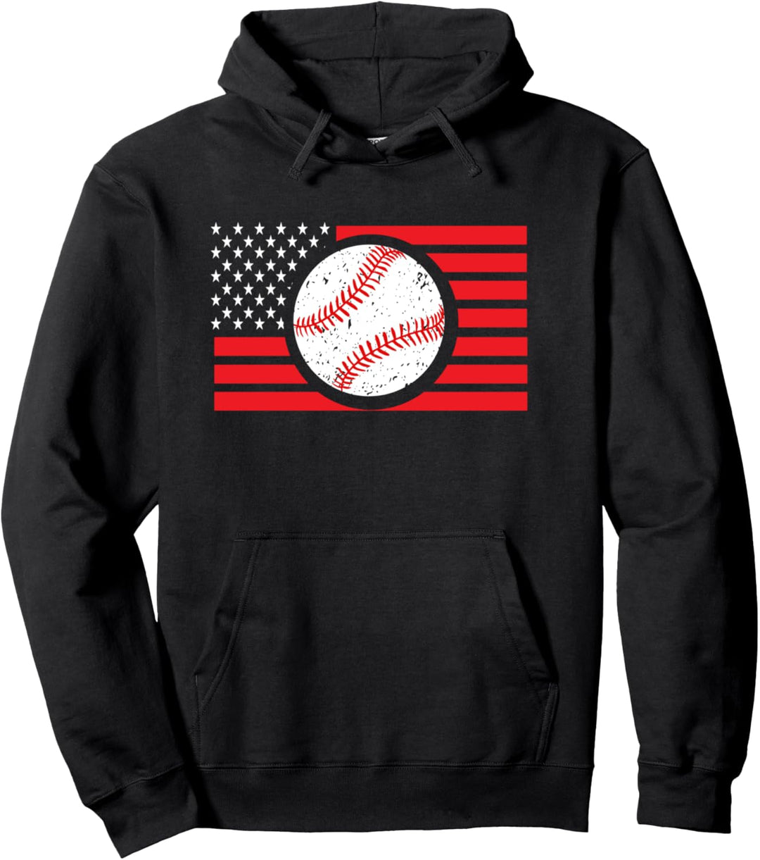 USA American Flag Baseballin Coach Pro High School Baseball Pullover Hoodie