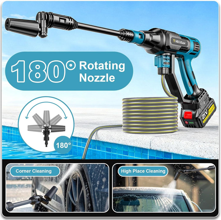 Akku Hochdruckreiniger,3000W Bürstenloser Motor 4-Gang-Modus Max 125Bar,Druckreiniger Mobiler mit 2x
