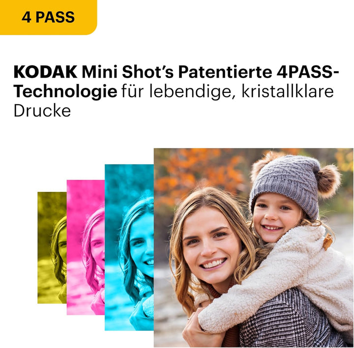 KODAK Mini 3 Retro 4PASS Mobiler Fotodrucker (7,6x7,6cm) - Weiss s Weiss, s Weiss