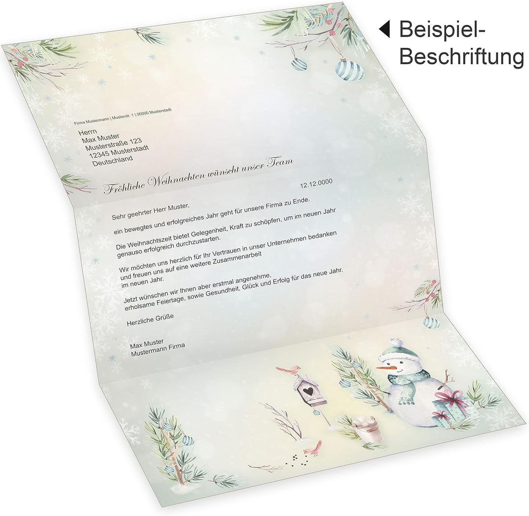 Flöckchen 100 Blatt Briefpapier Weihnachten A4, Weihnachtsbriefpapier weihnachtliches Papier, 100