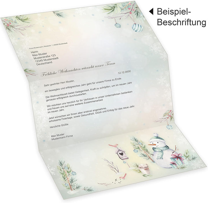 Flöckchen 100 Blatt Briefpapier Weihnachten A4, Weihnachtsbriefpapier weihnachtliches Papier, 100