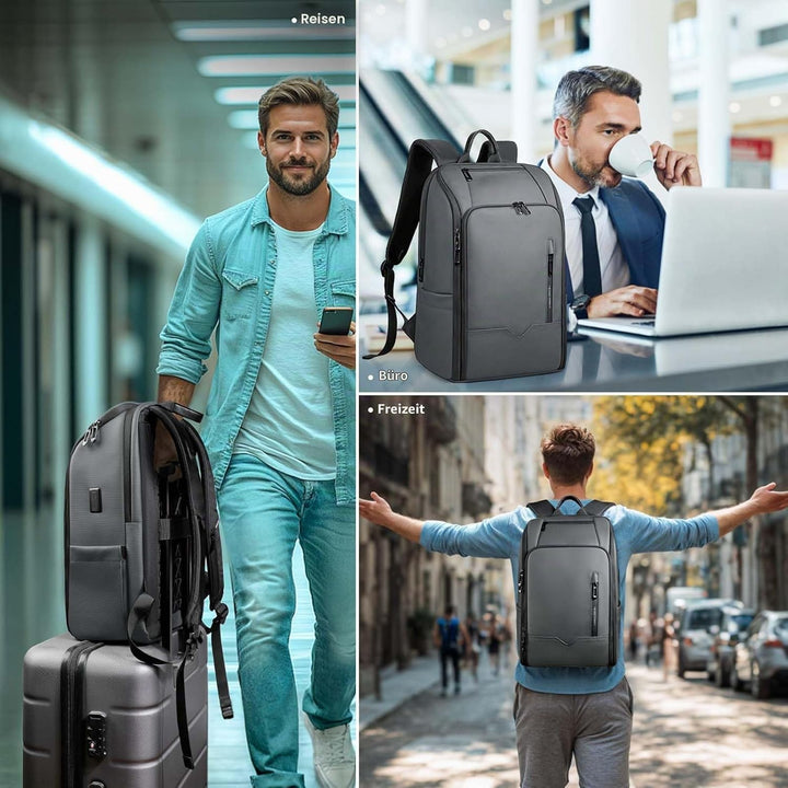 Business Rucksack Herren, Wasserdicht 15.6 Zoll Laptop Rucksack mit USB-Anschluss, Anti-Diebstahl Re