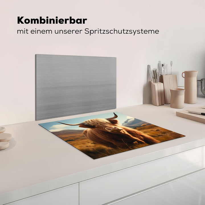 KitchenYeah© Herdabdeckplatte 59x51 cm Einteilig Ceranfeld Abdeckplatte für Induktionsschutz Ceranfe