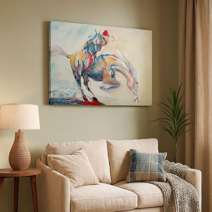 Bilder auf Leinwand 100x70cm Leinwandbild mit Rahmen Pferd Abstraktion Gross Wanddeko Bild Schlafzim