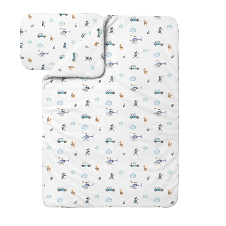 Waldin Baby Kinder Bettwäscheset 100% Bambus, ohne Bezug, Hypoallergen, Decke und Kissen, Polizei/We