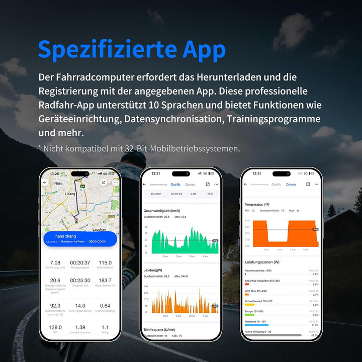 GEOID CC600 GPS Fahrradcomputer, 2,4-Zoll-Farbbildschirm, Kabellos Wasserdicht Fahrrad Tacho, Streck