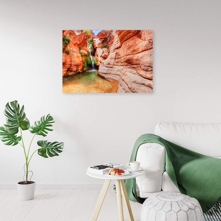 Feeby Wanddeko Natur Leinwandbild Kunstdruck Landschaft Orange 90x60 cm