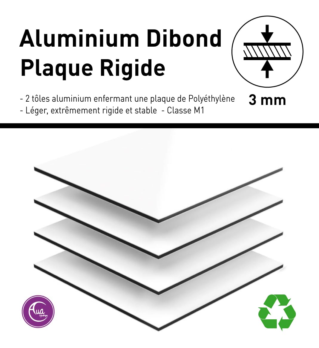 Aua Signaletique - Panneau Interdiction de Stationner 24H/24 Et 7J/7 - Ø 450 Mm, Pvc 1. 5 mm Ø 450 m
